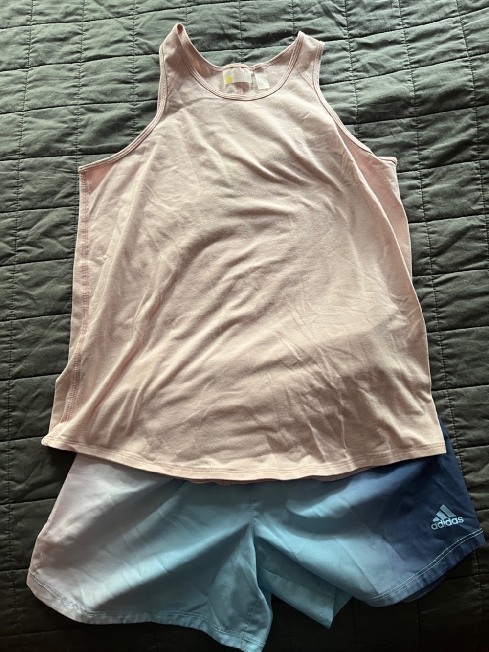Girls Zelle tank top and Adidas shorts